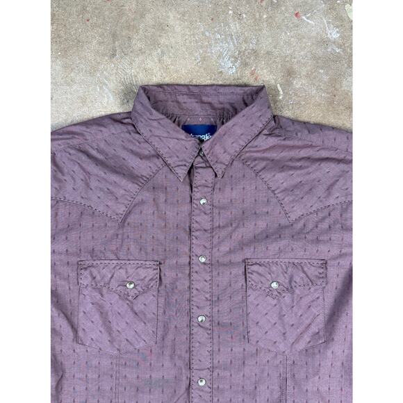 Vintage Wrangler Western Pearl Snap Shirt Brown‎ XL Long Sleeve Cowboy Rodeo - Picture 3 of 8